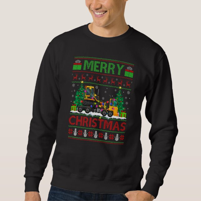Tow Truck  Xmas Tree Ugly Santa Tow Truck Christma Sweatshirt (Front)