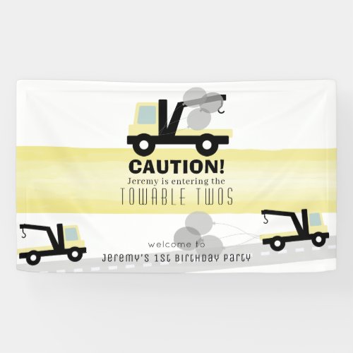 Towable Twos Wrecker 2nd Birthday Banner