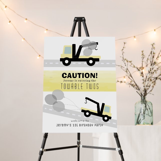 Towable Twos Wrecker 2nd Birthday Welcome Foam Board (In Situ (Stand))