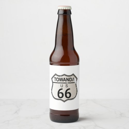 Towanda Route 66 Beer Bottle Label
