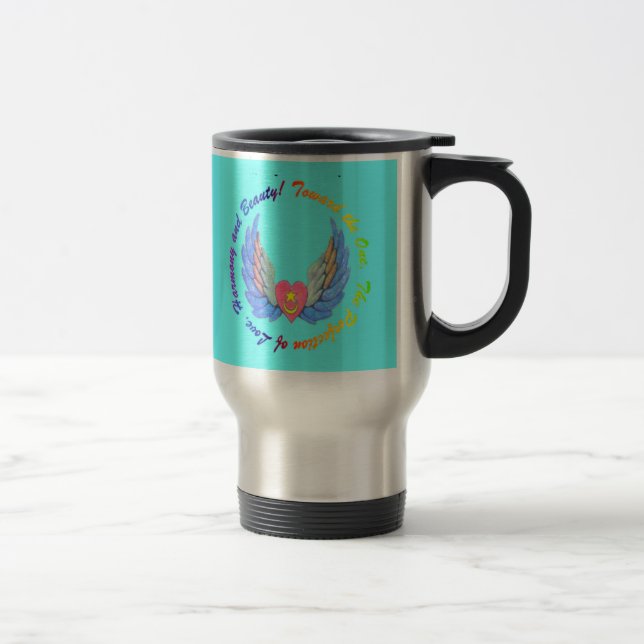 Toward the One turquoise background mug (Right)