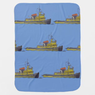 Towboat tugboat graphic draw cover swaddle blanket