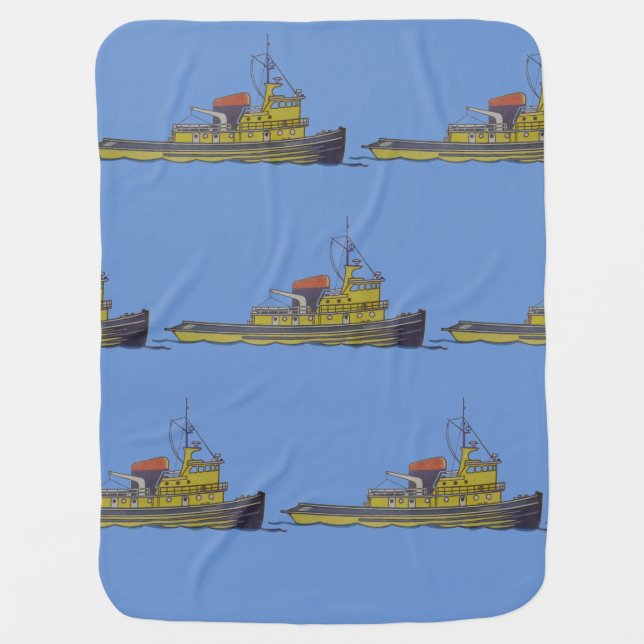 Towboat tugboat graphic draw cover swaddle blanket (Front)