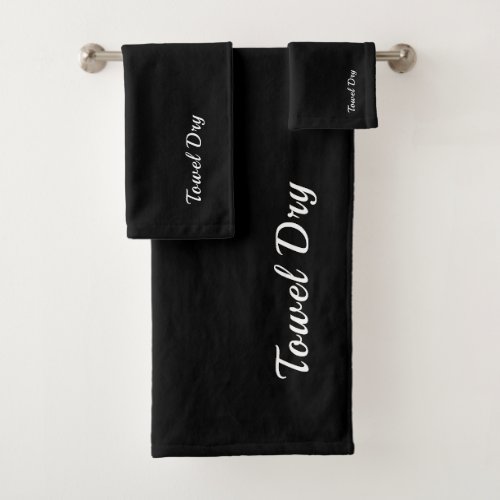 Towel Dry Black and White 3 Piece Bath Towel Set