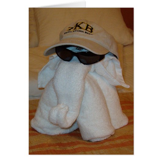 Towel Elephant with Sunglasses Cards (Front)