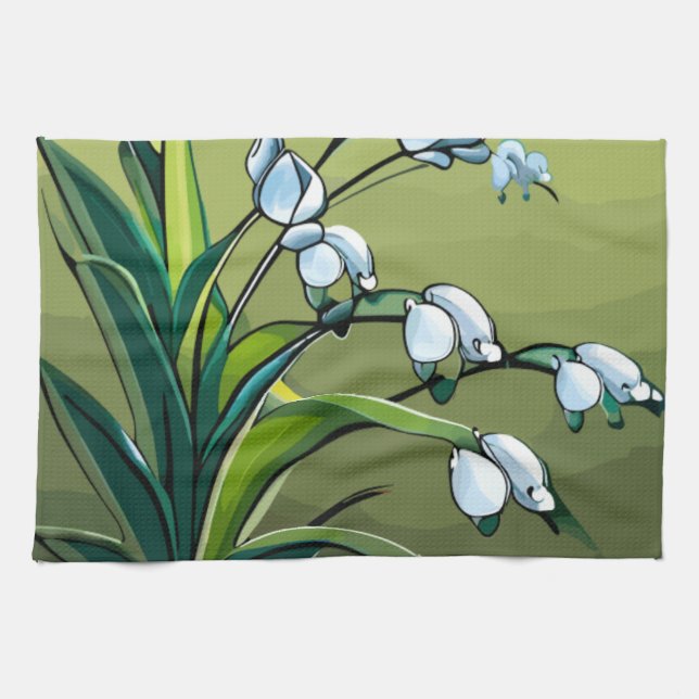 towel: Lovely Lily: Delicate Dance of Springtime  Kitchen Towel (Horizontal)