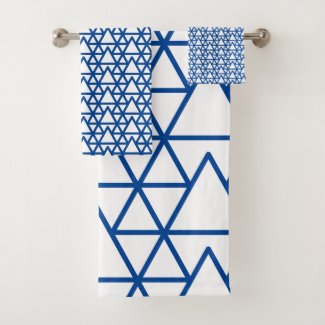 Towel Set - Blue Intersecting Triangles