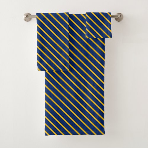 Towel Set Blue with Yellow Stripes