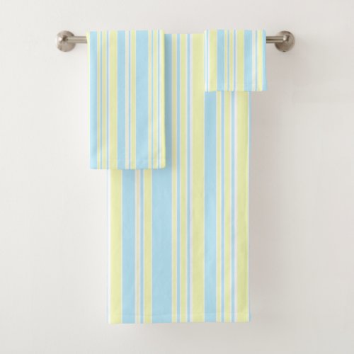 Towel Set Blue Yellow White Stripe