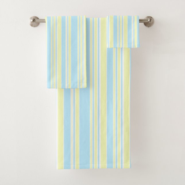 Towel Set Blue Yellow White Stripe (Insitu)