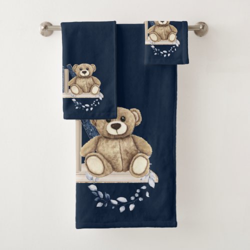 Towel Set Book Nook and Teddy Bear