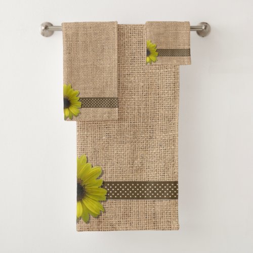 Towel Set _ Burlap and Rain_Drenched Sunflower