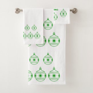 Towel Set - Christmas Orbs in Green