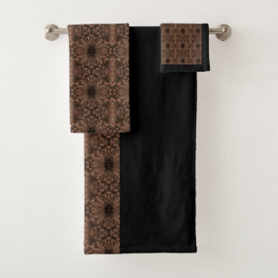 Towel Set - Chrysanthemum Brown Kaleidoscopic