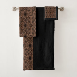 Towel Set - Chrysanthemum Brown Kaleidoscopic