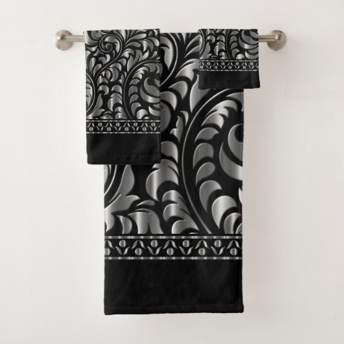 Towel Set _ Drama in Black and Silver