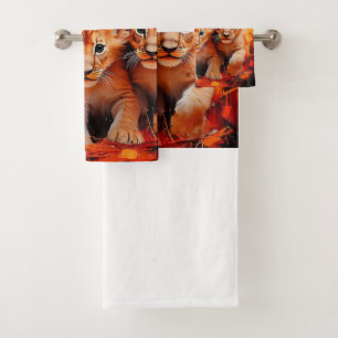 Towel set - Five Lion Cubs Artwork