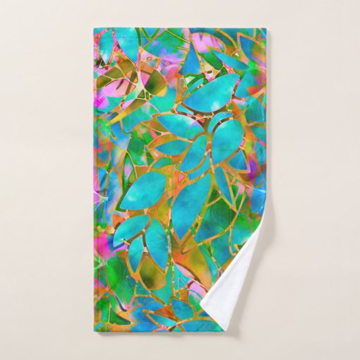 Towel Set Floral Abstract Stained Glass Zazzle