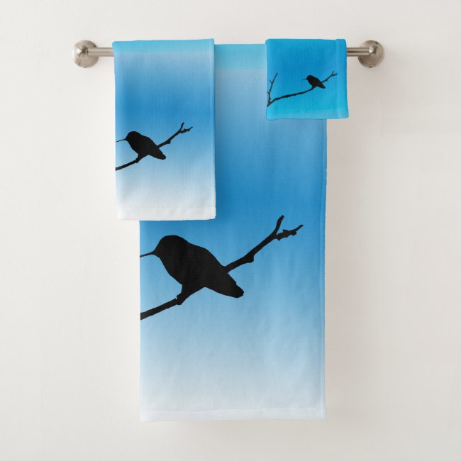 Towel Set - Hummingbird Silhouette on Blue