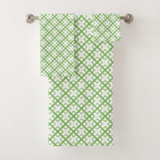 Towel Set - Interlaced Squares in Green
