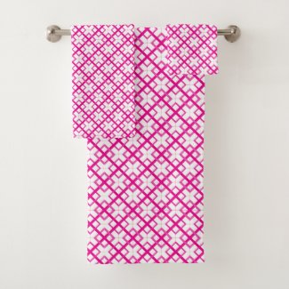 Towel Set - Interlaced Squares in Pink