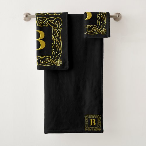 Towel Set _ Monogram B _ Celtic Dragon Frame