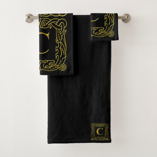Towel Set _ Monogram C _ Celtic Dragon Frame