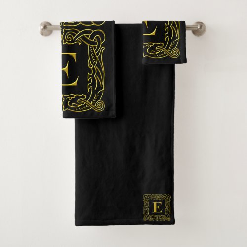 Towel Set _ Monogram E _ Celtic Dragon Frame