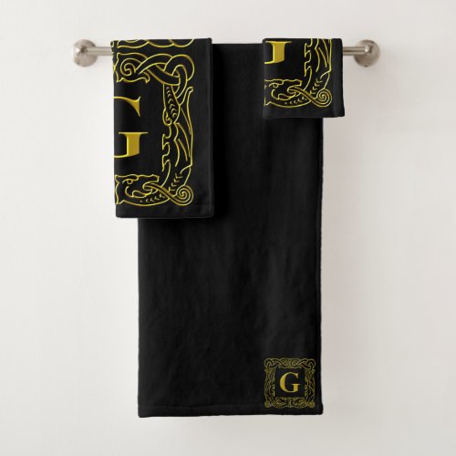 Towel Set _ Monogram G _ Celtic Dragon Frame