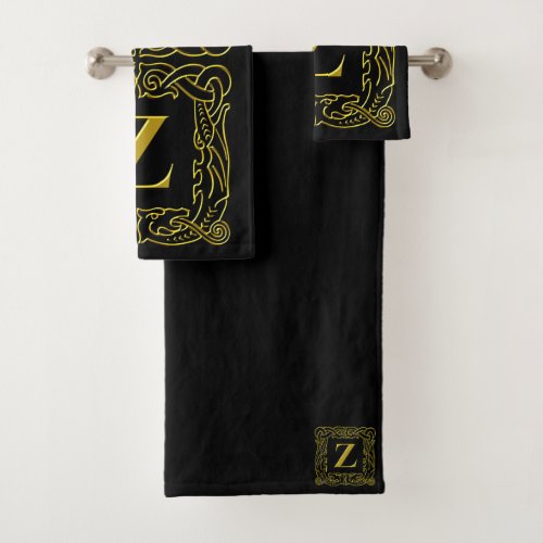 Towel Set _ Monogram Z _ Celtic Dragon Frame
