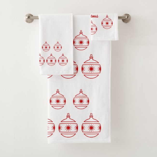 Towel Set - Red Christmas Orbs