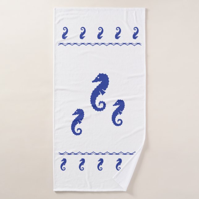 Towel Set -  Sea Horses and Waves (Bath Towel)