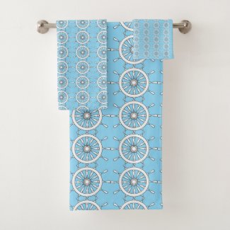 Towel Set - White Helm on Blue