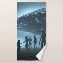 Towel with aliens.
