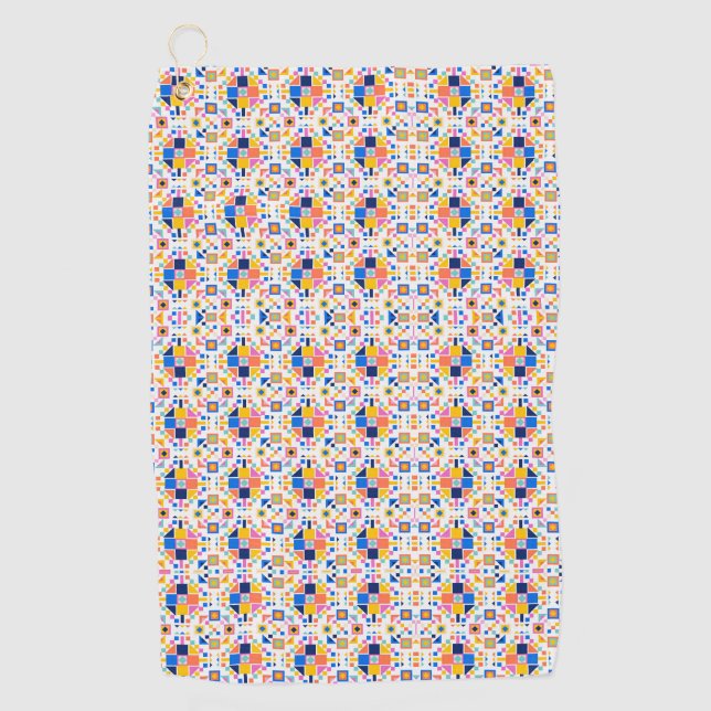 Towel with intricate, colorful geometric pattern  (Front)
