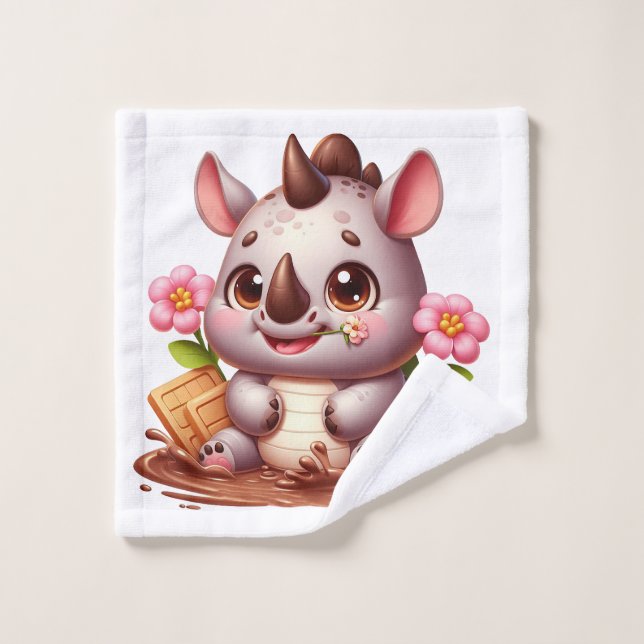 towel with rhinoceros (Wash Cloth)
