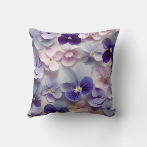 Towel with violet floral artwork throw pillow
