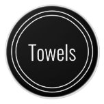 Towels Black and White Text Template Ceramic Knob