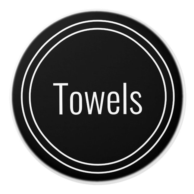 Towels Black and White Text Template Ceramic Knob (Front)