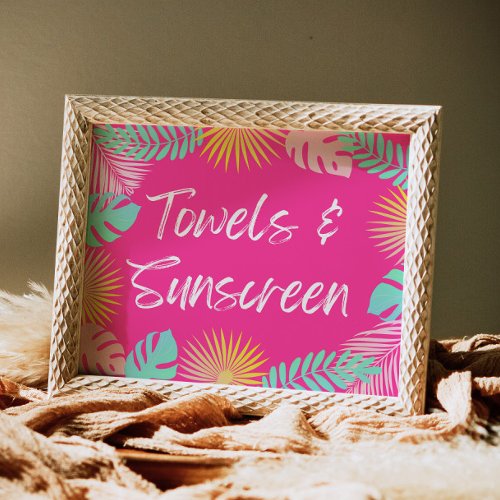Towels  Sunscreen Sign  Pool Party Signs