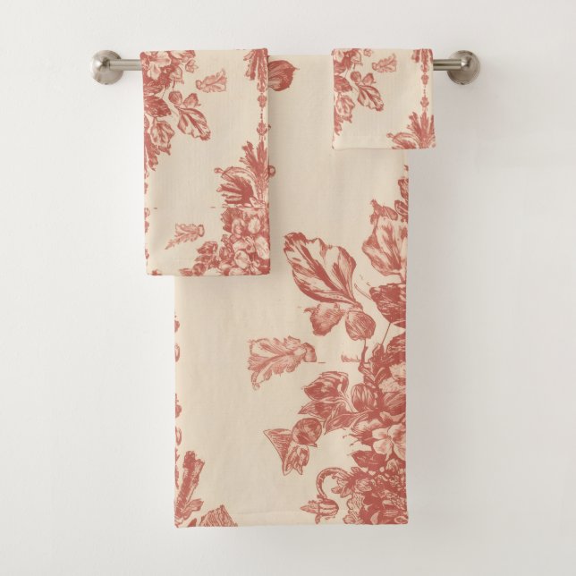 Towels Vintage Red Tapestry Design, Romantic (Insitu)