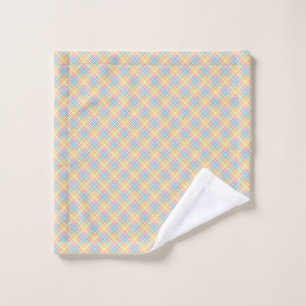 Towels with a pastel checkered pattern in blue