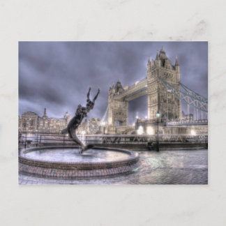 Tower Bridge and Fountain, London Postcard