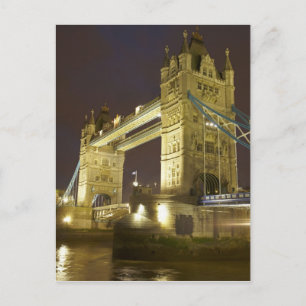 Tower Bridge and River Thames at dusk, London, Postcard