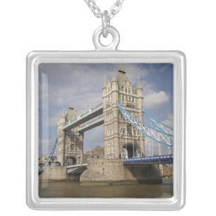 Tower Bridge and River Thames, London, Silver Plated Necklace