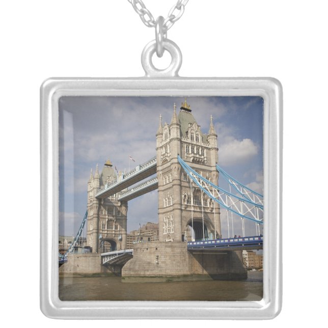 Tower Bridge and River Thames, London, Silver Plated Necklace (Front)