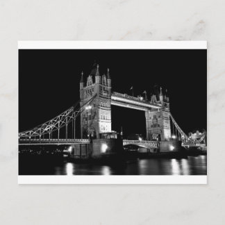 Tower Bridge at Night black and white image Postcard