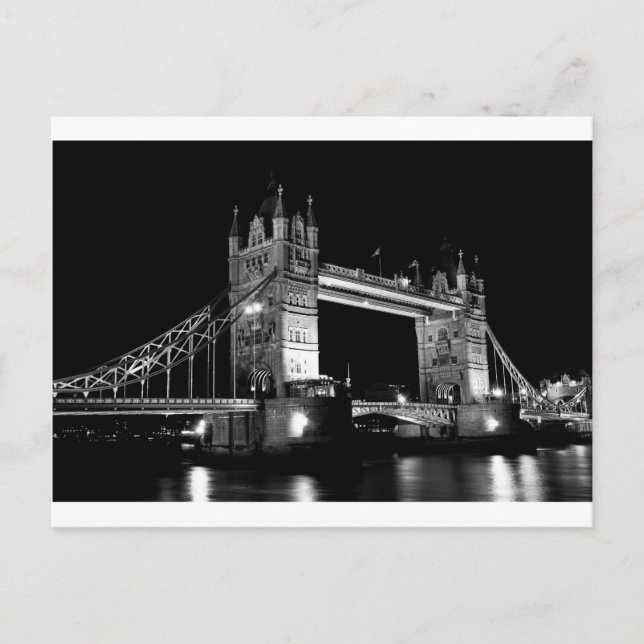 Tower Bridge at Night black and white image Postcard (Front)