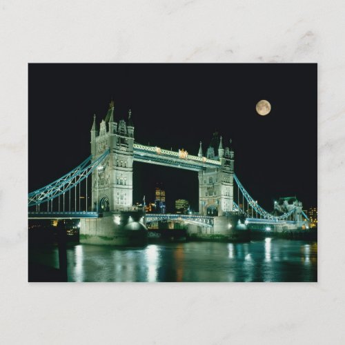 Tower Bridge at Night London England Postcard
