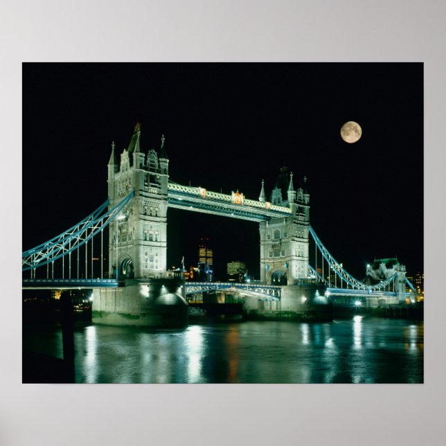 Tower Bridge at Night, London, England Poster (Front)